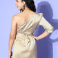 InWeave One Shoulder Satin Top In Gold Colour - Swadesiicart