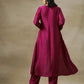 trueBrowns Purple Textured Silk Overlay Jacket Blouse Pant Set | Relove | Swadesiicart