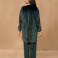trueBrowns Olive Green Velvet Embroidered Co-ord Set - Swadesiicart
