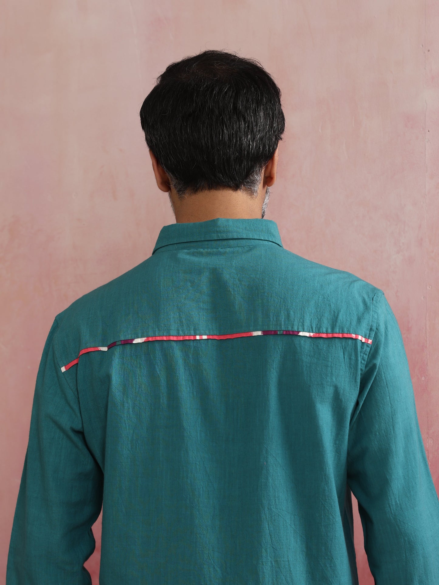 trueBrowns Men's Teal Cotton Shirt | Swadesiicart