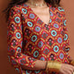 trueBrowns Rust Print Kurta Co-ord Set - Swadesiicart