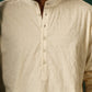 trueBrowns Men's Ivory Tonal Cotton Co-ord Set - Swadesiicart