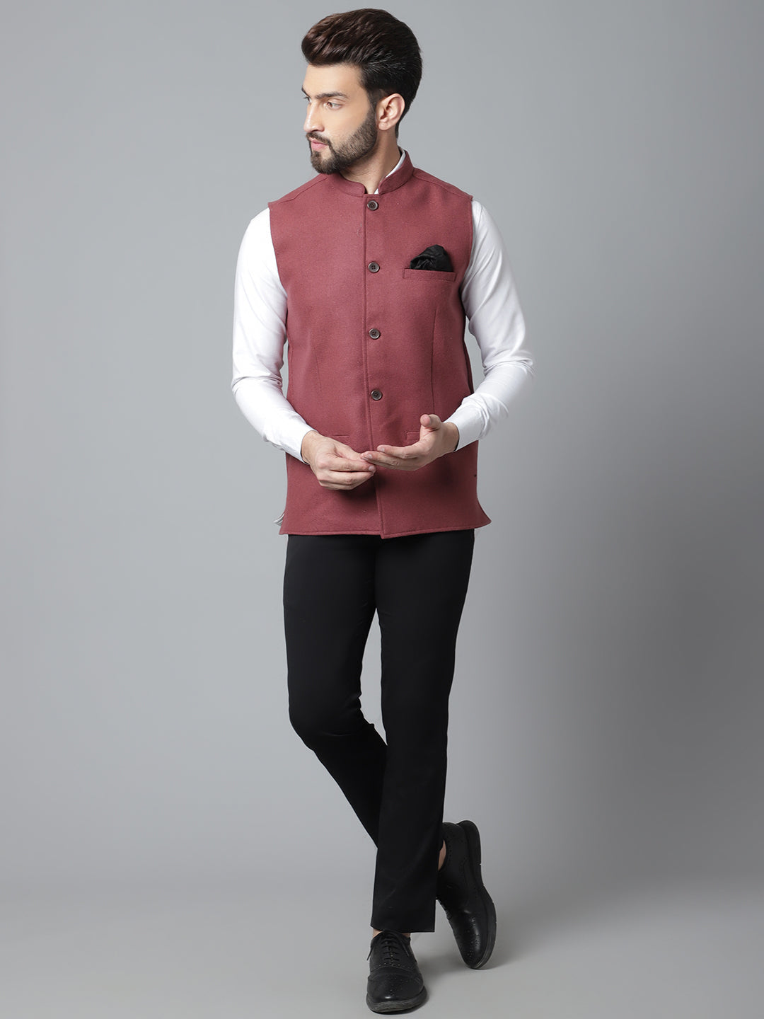Even Apparels Men's Brown Pure Wool Nehru Jacket | Swadesiicart