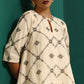 trueBrowns Ivory Rhombus Cotton Handkerchief Kurta Pant Set | Swadesiicart