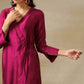 trueBrowns Purple Textured Silk Angrakha Kurta Pant Set | Swadesiicart