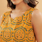 InWeave Haldi Yellow Mughal Kalamkari W/U Top - Swadesiicart