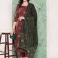 InWeave Women's Long Kurta Set Rust Ajrakh With Green Ajrakh Dupatta - Swadesiicart