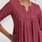trueBrowns Maroon Cotton Flared Kurta Set | Swadesiicart