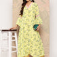 Ahalyaa Floral Printed Bell Sleeves Gotta Patti Georgette Kurta | Swadesiicart