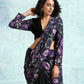 trueBrowns Black Printed Velvet Ready to Wear Saree | Swadesiicart