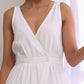trueBrowns White Slub Texture Sleeveless Wrap Dress | Swadesiicart