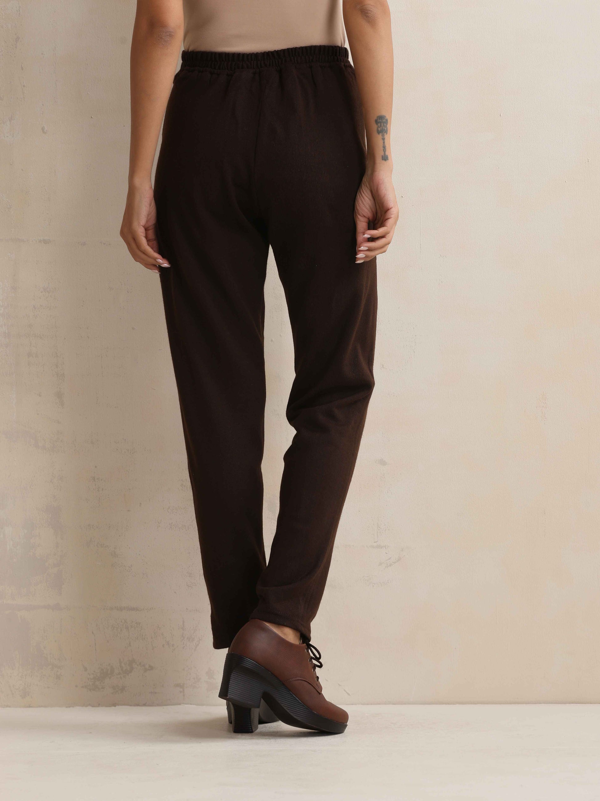 trueBrowns Brown Woollen Pants | Swadesiicart