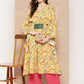Ahalyaa Women Floral Printed Flared Sleeves Gotta Patti Floral Crepe Kaftan Kurta | Swadesiicart