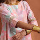 trueBrowns Beige Palm Print A-line Kurta Set | Swadesiicart