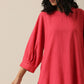 trueBrowns Bright Pink Slub Texture Baggy Sleeve Co-Ord Set - Swadesiicart