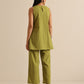 trueBrowns Green Dobby Sleeveless Co-Ord Set - Swadesiicart