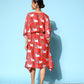 InWeave Women's Bright Pink Indian Bull Print Kaftan - Swadesiicart