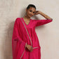 trueBrowns Pink Silk Anarkali Kurta Pant Dupatta Set | Swadesiicart