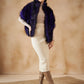 InWeave Purple Black Faux Fur Cape - Swadesiicart