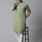 Even Apparels Green Pure Cotton Kurta With Band Collar | Swadesiicart