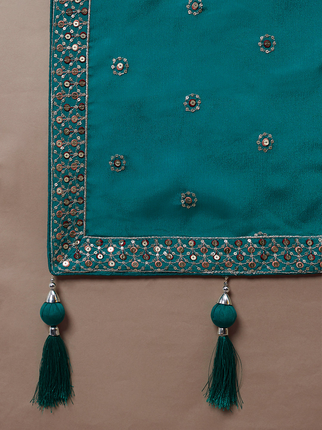 House of Panchhi Printed Embroidery Teal Georgette Sequin Lehenga Choli | Swadesiicart