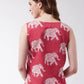 InWeave Red Elephant Sleeveless Top - Swadesiicart