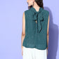 InWeave Women's Teal Lurex Tie Up Top - Swadesiicart