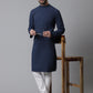 Even Apparels Blue Solid Kurta With Band Collar | Swadesiicart