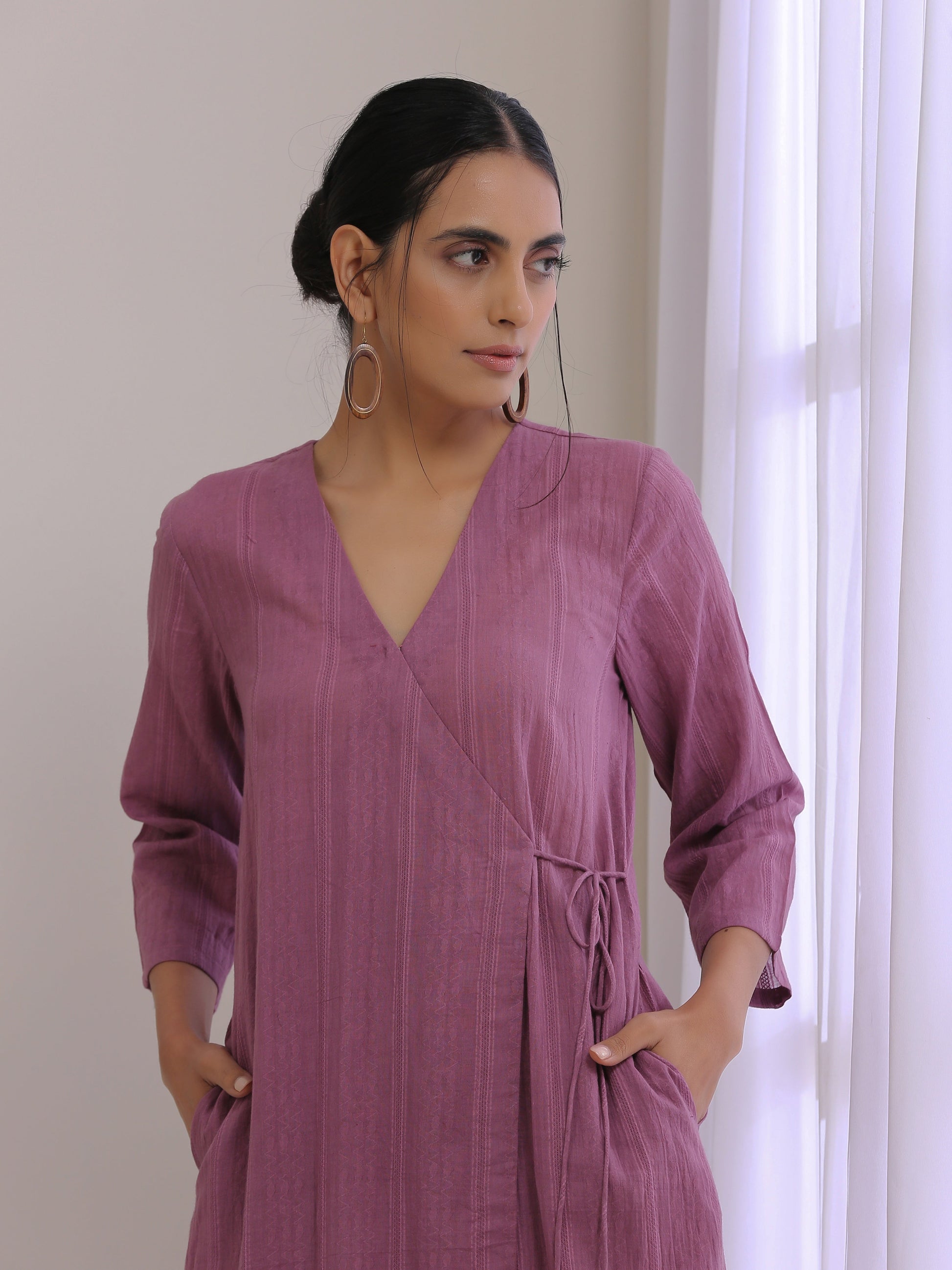 trueBrowns Onion Pink Dobby Angrakha Pant Set | Swadesiicart