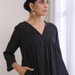 trueBrowns Black Dobby Flared Slit Kurta Pant Set | Swadesiicart