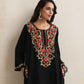 trueBrowns Black Kashmiri Embroidered Woollen Phiran Kurta | Swadesiicart