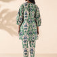 trueBrowns Green Cotton Ikat Relaxed Co-ord Set - Swadesiicart
