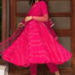 Pomcha Jaipur Bhandhej Pink Cotton Anarkali Set | Swadesiicart