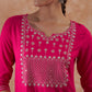 InWeave Women's Magenta Emb Assymetrical Kurta Pant Set - Swadesiicart
