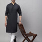 Even Apparels Black Pure Cotton Kurta With Band Collar | Swadesiicart