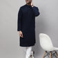 Even Apparels Blue Pure Cotton Kurta With Band Collar | Swadesiicart