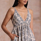 trueBrowns Grey Dabu Buta Print Cotton Sleeveless Dress | Swadesiicart