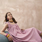 InWeave Dull Pink Linen Round Pleat Bow Dress - Swadesiicart