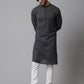 Even Apparels Black Pure Cotton Kurta With Band Collar | Swadesiicart