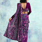 trueBrowns Wine Printed Velvet Ready to Wear Saree | Swadesiicart