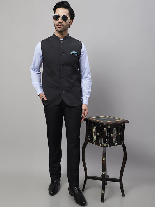 Even Apparels Men's Grey Nehru Jacket With Welt Pockets | Swadesiicart