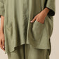 trueBrowns Sage Slub Texture Boxy Fit High Low Co-Ord Set - Swadesiicart