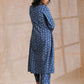 trueBrowns Indigo Dabu Floral Print Cotton Kurta Pant Set | Swadesiicart