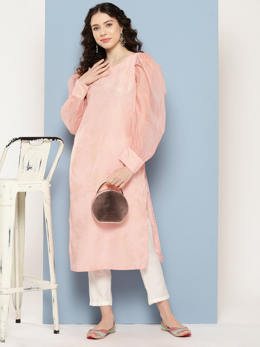 Ahalyaa Women Floral Printed Pastels Crepe Kurta | Swadesiicart