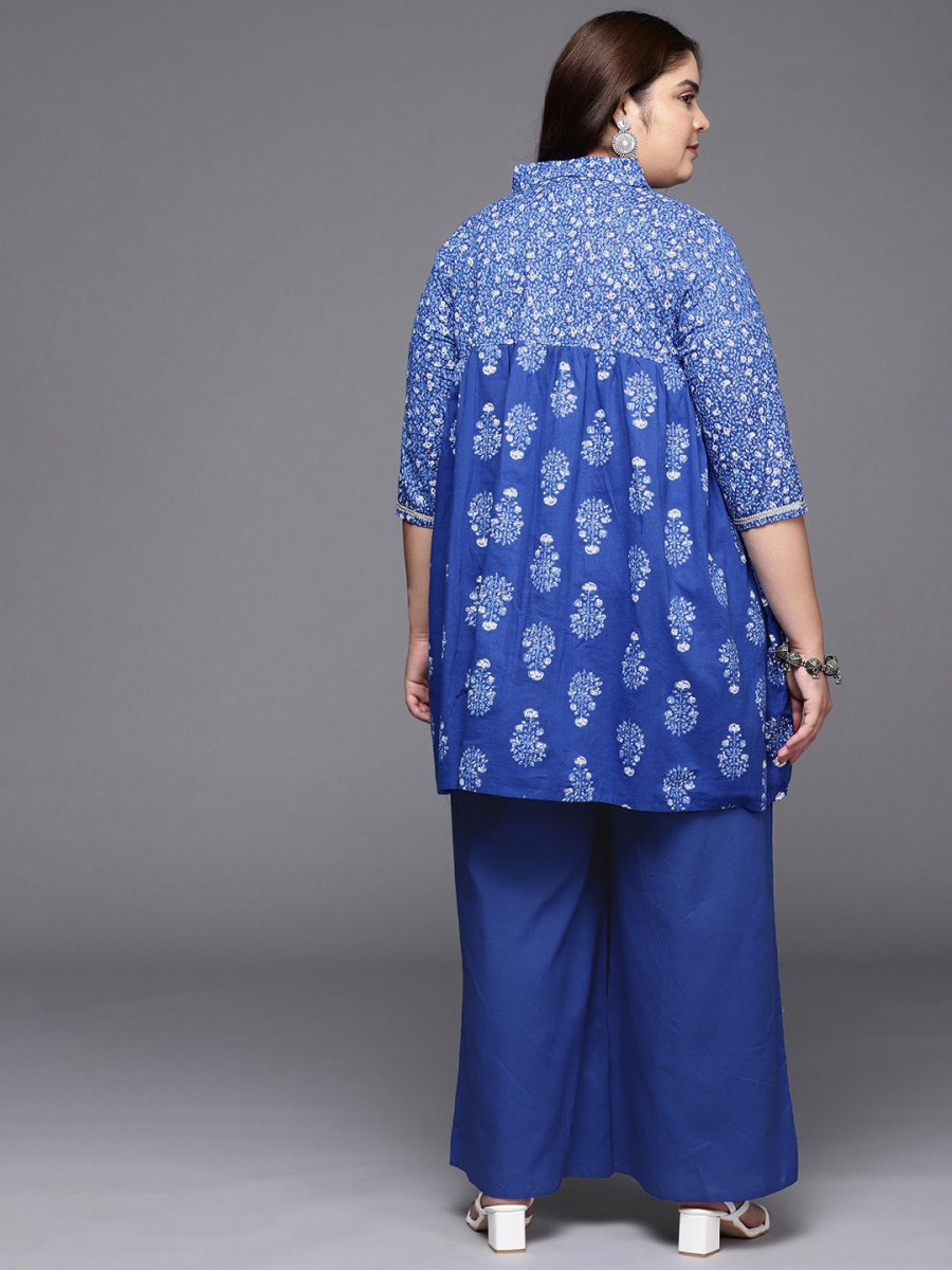 Ahalyaa Women Plus Size Cotton Tunic with Palazzos | Swadesiicart