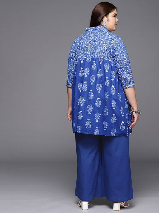 Ahalyaa Women Plus Size Cotton Tunic with Palazzos | Swadesiicart