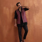 trueBrowns Men's Dark Purple Cotton Dobby Nehru Jacket | Swadesiicart