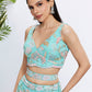 House of Panchhi Turquoise Blue Chiffon Sequins And Thread Embroidery Lehenga Choli & Printed Dupatta | Swadesiicart