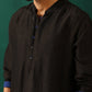 trueBrowns Men's Black Silk Long Kurta | Swadesiicart