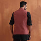 trueBrowns Men's Rust Cotton Dobby Nehru Jacket | Swadesiicart